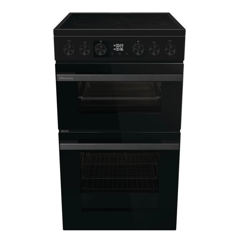Hisense HDCEC5C10B Freestanding Double Oven with 4 Ceramic Hobs - Black