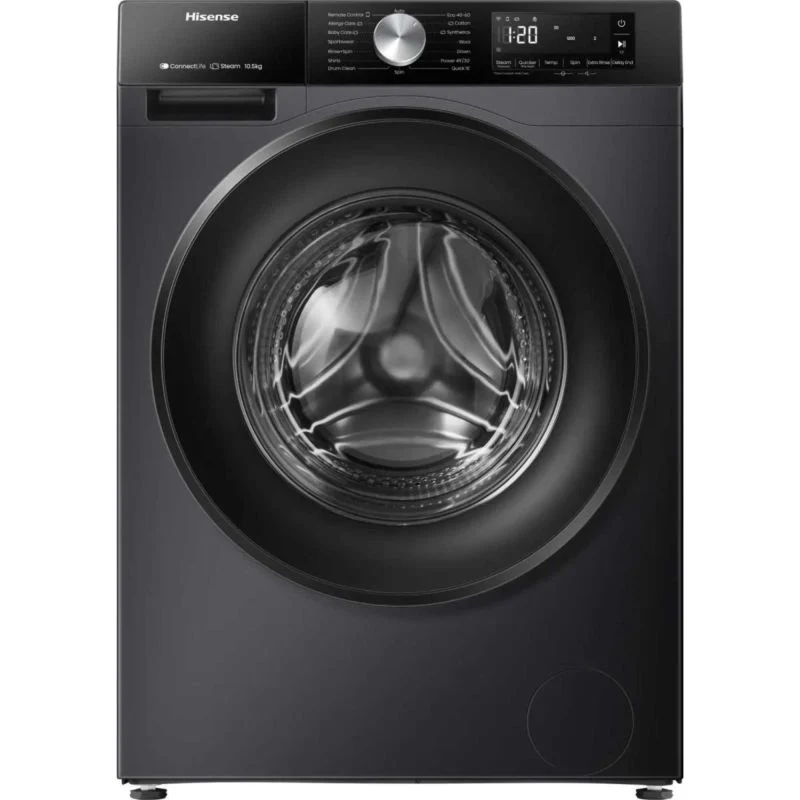 Hisense WF3S1043BB3 10.5kg 1400 Spin Steam Washing Machine - Black