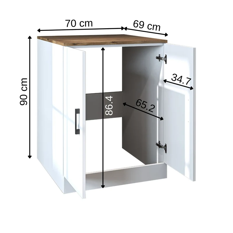 Roomart Waschmaschinenschrank ATLANTIC-II, 70 cm, Unterschrank für Frontlader, in 4 Farben