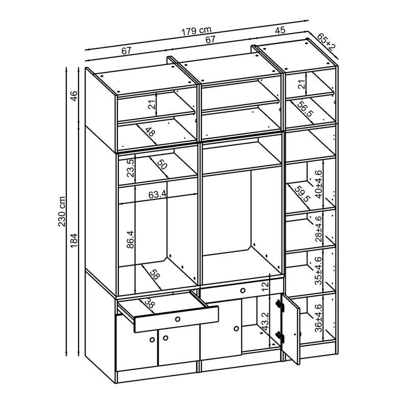 Roomart Waschmaschinenschrank SERIE 1, 179 cm, Schrankwand mit Ausziehbrettern und Hochschrank, in 3 Farben
