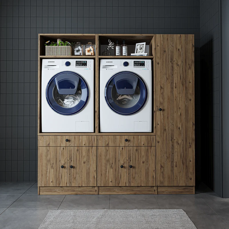 Roomart Waschmaschinenschrank SERIE 1, 179 cm, Schrankwand mit Ausziehbrettern und Hochschrank, in 3 Farben