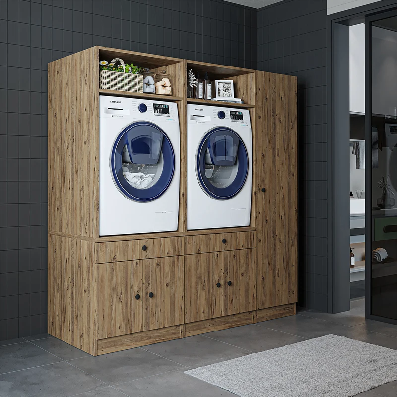 Roomart Waschmaschinenschrank SERIE 1, 179 cm, Schrankwand mit Ausziehbrettern und Hochschrank, in 3 Farben