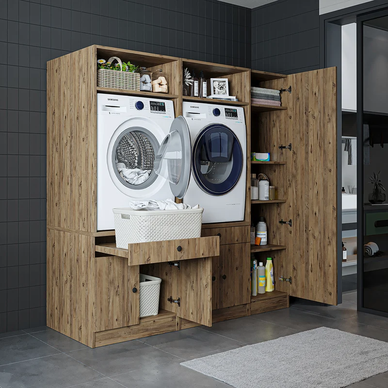 Roomart Waschmaschinenschrank SERIE 1, 179 cm, Schrankwand mit Ausziehbrettern und Hochschrank, in 3 Farben
