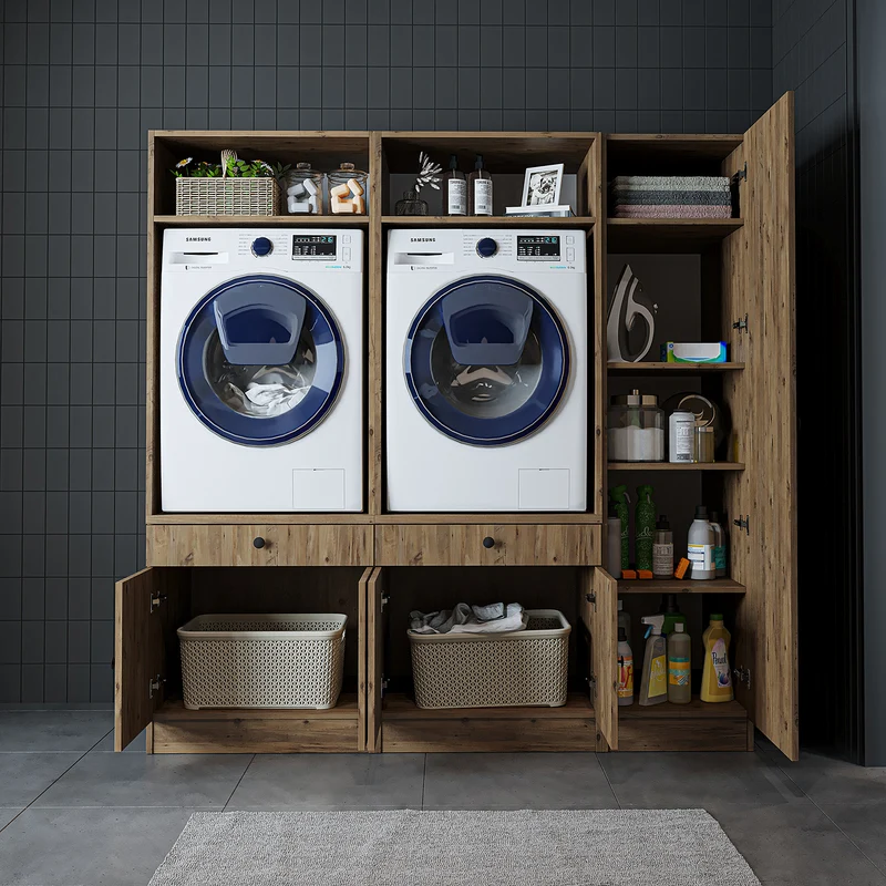 Roomart Waschmaschinenschrank SERIE 1, 179 cm, Schrankwand mit Ausziehbrettern und Hochschrank, in 3 Farben