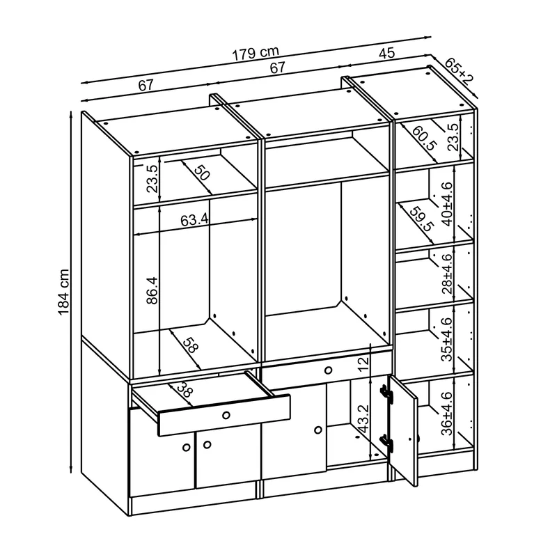 Roomart Waschmaschinenschrank SERIE 1, 179 cm, Schrankwand mit Ausziehbrettern und Hochschrank, in 3 Farben