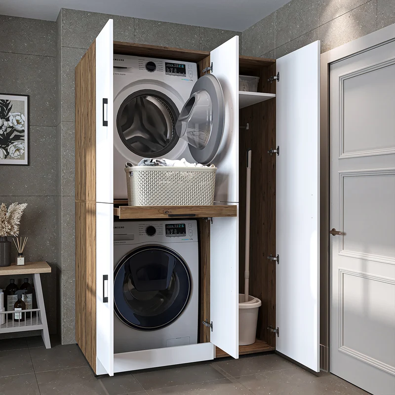 Roomart Waschmaschinenschrank DORA-I, 115 cm, für Waschmaschine und Trockner mit Hochschrank, in 5 Farben