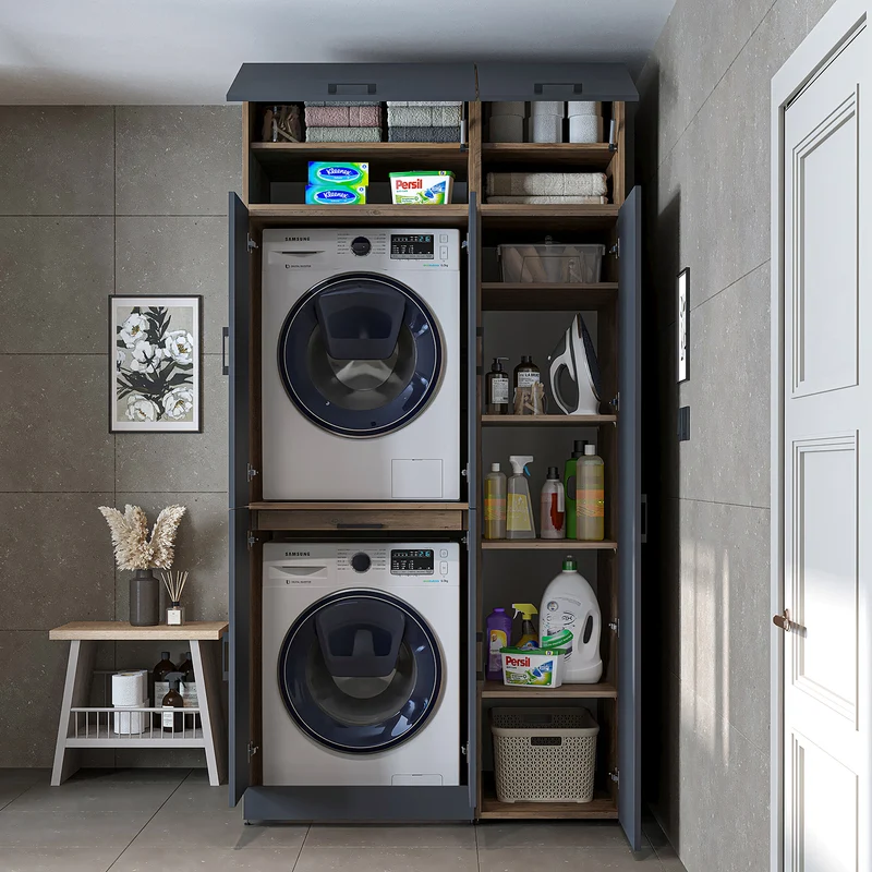 Roomart Waschmaschinenschrank DORA-I, 115 cm, für Waschmaschine und Trockner mit Hochschrank, in 5 Farben