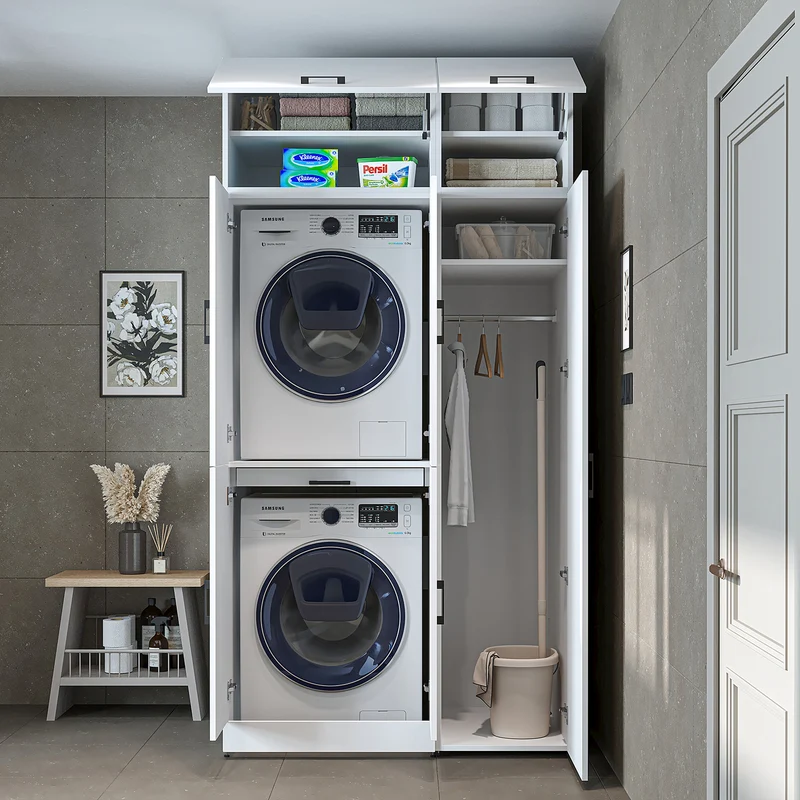 Roomart Waschmaschinenschrank DORA-I, 115 cm, für Waschmaschine und Trockner mit Hochschrank, in 5 Farben