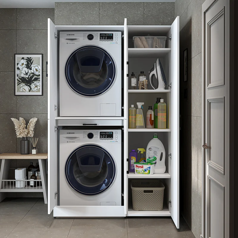 Roomart Waschmaschinenschrank DORA-I, 115 cm, für Waschmaschine und Trockner mit Hochschrank, in 5 Farben