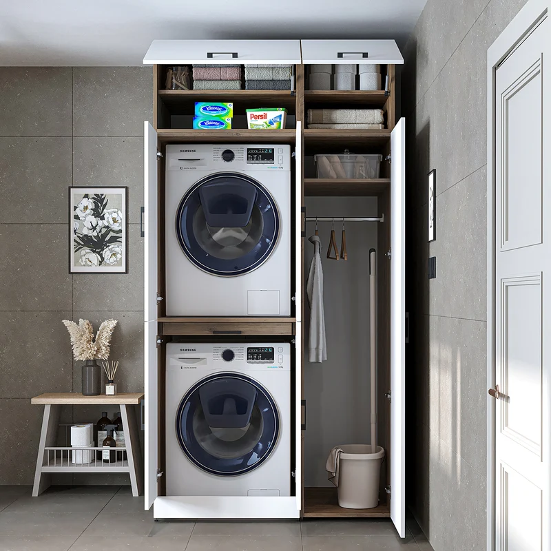 Roomart Waschmaschinenschrank DORA-I, 115 cm, für Waschmaschine und Trockner mit Hochschrank, in 5 Farben