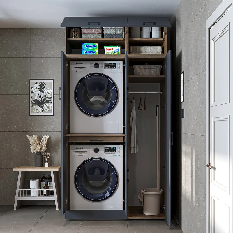 Roomart Waschmaschinenschrank DORA-I, 115 cm, für Waschmaschine und Trockner mit Hochschrank, in 5 Farben