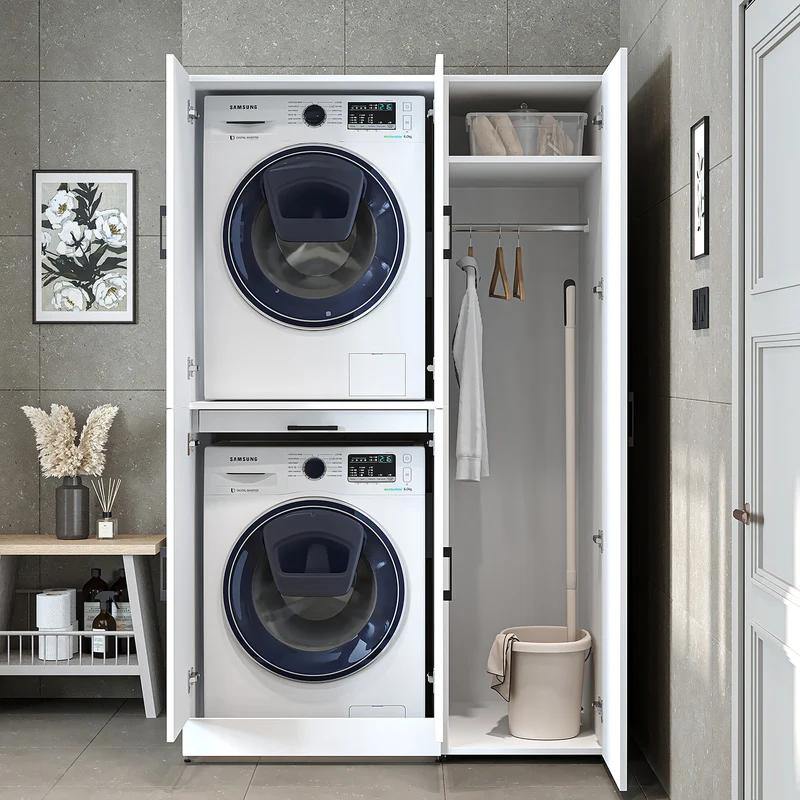 Roomart Waschmaschinenschrank DORA-I, 115 cm, für Waschmaschine und Trockner mit Hochschrank, in 5 Farben