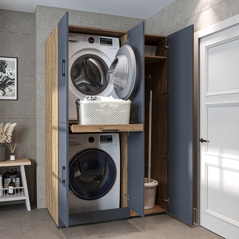 Roomart Waschmaschinenschrank DORA-I, 115 cm, für Waschmaschine und Trockner mit Hochschrank, in 5 Farben