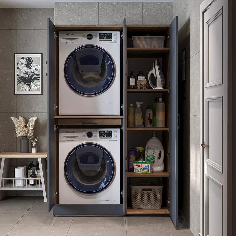 Roomart Waschmaschinenschrank DORA-I, 115 cm, für Waschmaschine und Trockner mit Hochschrank, in 5 Farben
