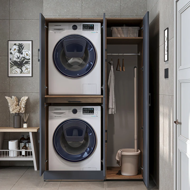 Roomart Waschmaschinenschrank DORA-I, 115 cm, für Waschmaschine und Trockner mit Hochschrank, in 5 Farben