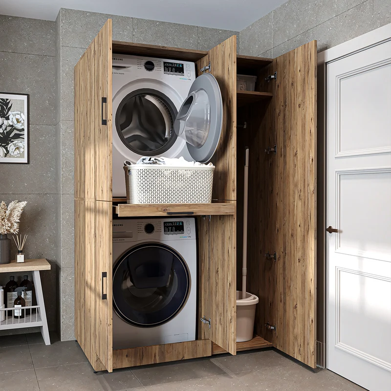 Roomart Waschmaschinenschrank DORA-I, 115 cm, für Waschmaschine und Trockner mit Hochschrank, in 5 Farben
