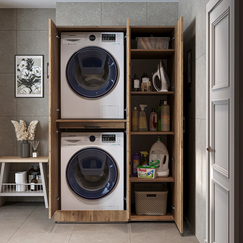 Roomart Waschmaschinenschrank DORA-I, 115 cm, für Waschmaschine und Trockner mit Hochschrank, in 5 Farben