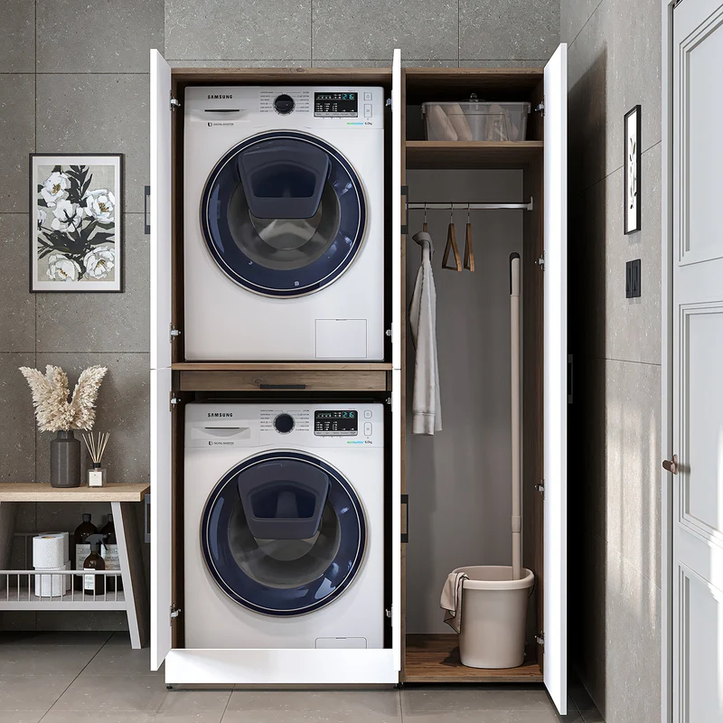 Roomart Waschmaschinenschrank DORA-I, 115 cm, für Waschmaschine und Trockner mit Hochschrank, in 5 Farben