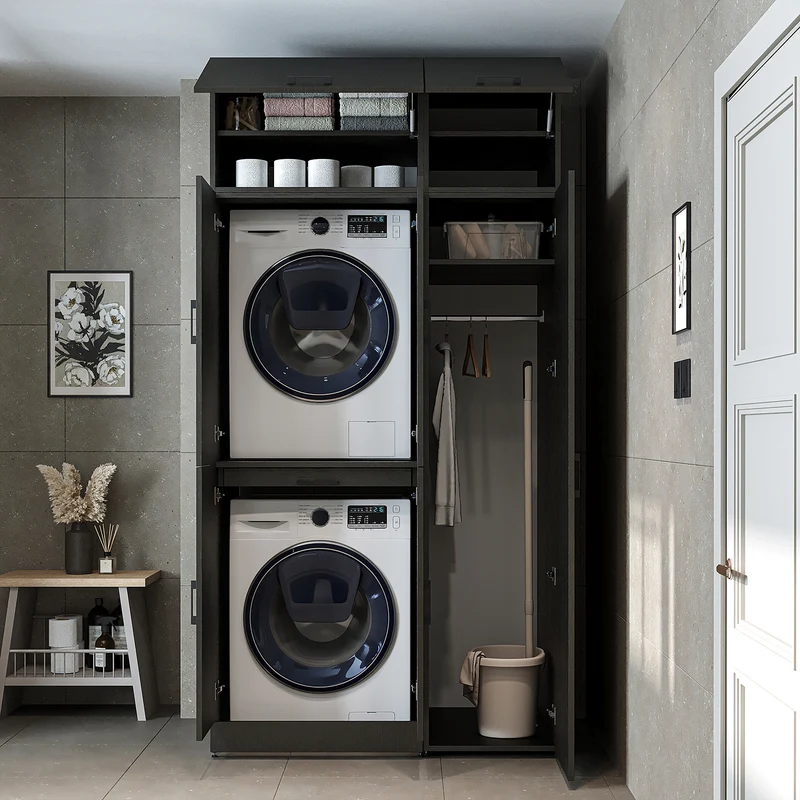 Roomart Waschmaschinenschrank DORA-I, 115 cm, für Waschmaschine und Trockner mit Hochschrank, in 5 Farben
