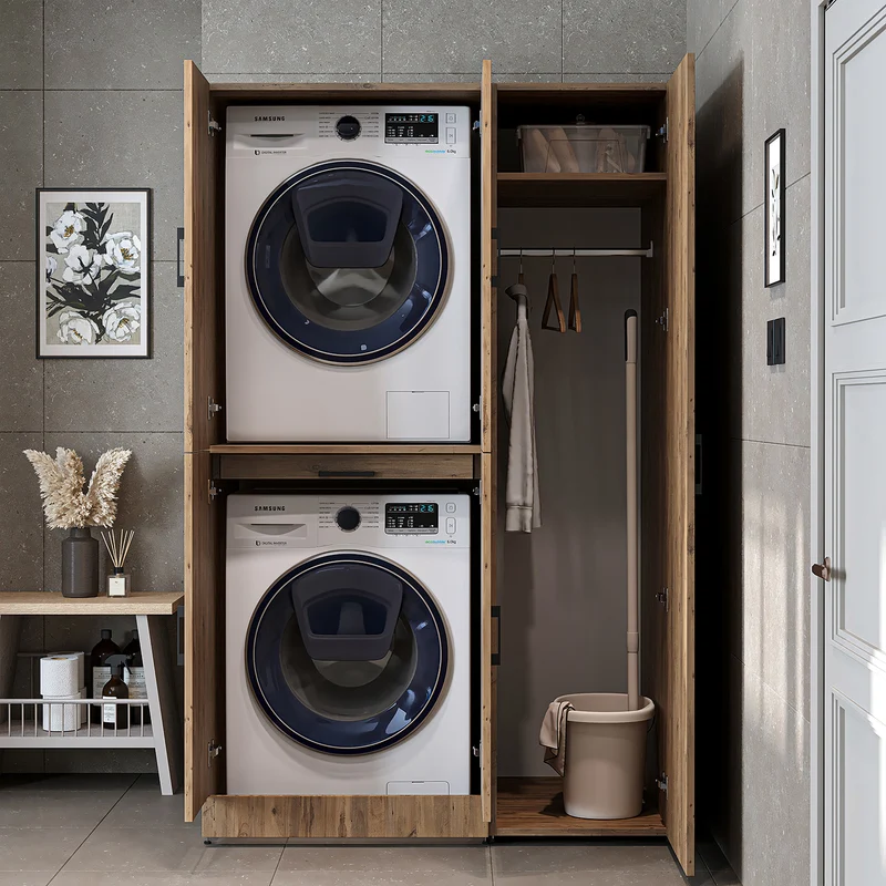Roomart Waschmaschinenschrank DORA-I, 115 cm, für Waschmaschine und Trockner mit Hochschrank, in 5 Farben
