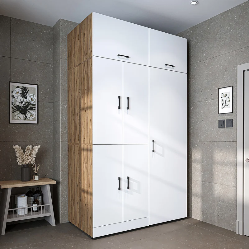 Roomart Waschmaschinenschrank DORA-I, 130 cm, mit Ausziehbrett und Hochschrank, 5 Farben