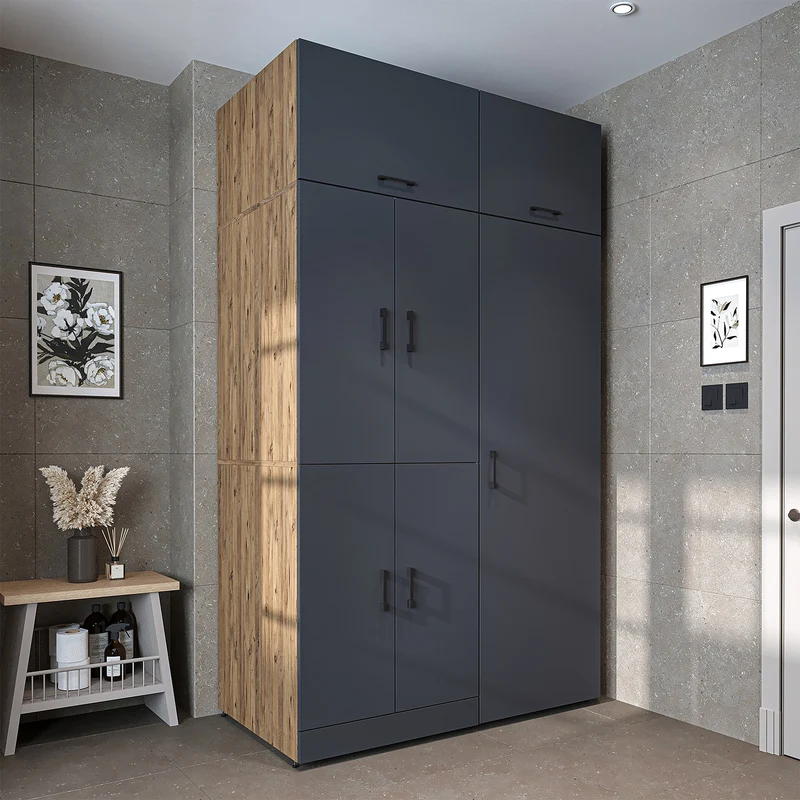 Roomart Waschmaschinenschrank DORA-I, 130 cm, mit Ausziehbrett und Hochschrank, 5 Farben