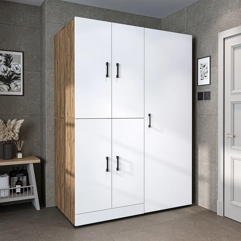 Roomart Waschmaschinenschrank DORA-I, 130 cm, mit Ausziehbrett und Hochschrank, 5 Farben
