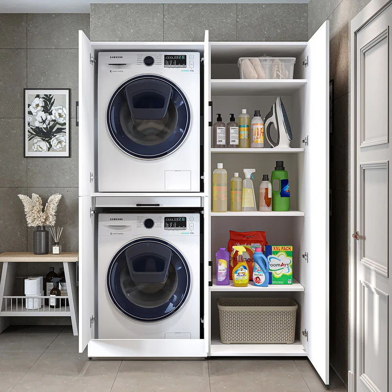 Roomart Waschmaschinenschrank DORA-I, 130 cm, mit Ausziehbrett und Hochschrank, 5 Farben