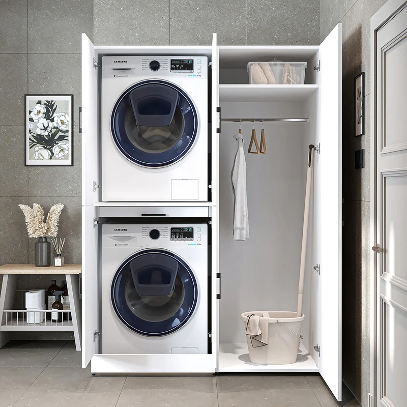 Roomart Waschmaschinenschrank DORA-I, 130 cm, mit Ausziehbrett und Hochschrank, 5 Farben