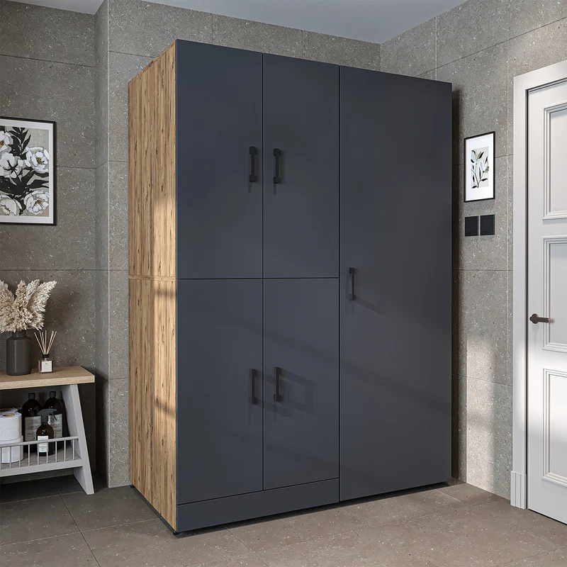 Roomart Waschmaschinenschrank DORA-I, 130 cm, mit Ausziehbrett und Hochschrank, 5 Farben