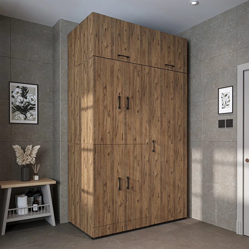 Roomart Waschmaschinenschrank DORA-I, 130 cm, mit Ausziehbrett und Hochschrank, 5 Farben