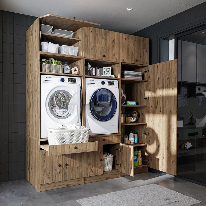 Roomart Waschmaschinenschrank SERIE 1, 194 cm, Schrankwand mit Hochschrank, in 3 Farben