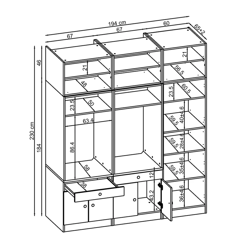 Roomart Waschmaschinenschrank SERIE 1, 194 cm, Schrankwand mit Hochschrank, in 3 Farben