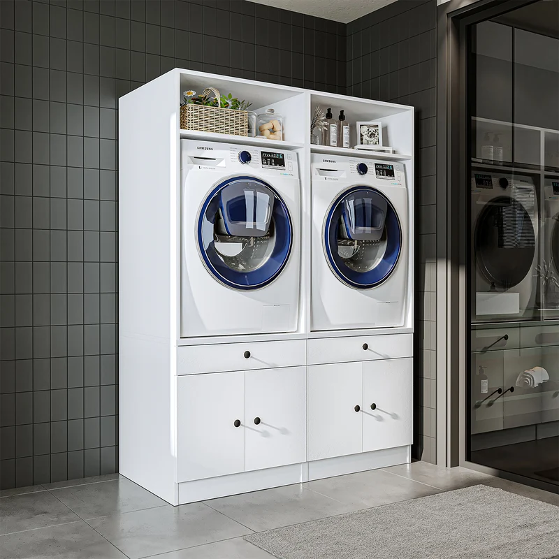 Roomart Waschmaschinenschrank SERIE 1, 134 cm, Doppelschrank für zwei Geräte
