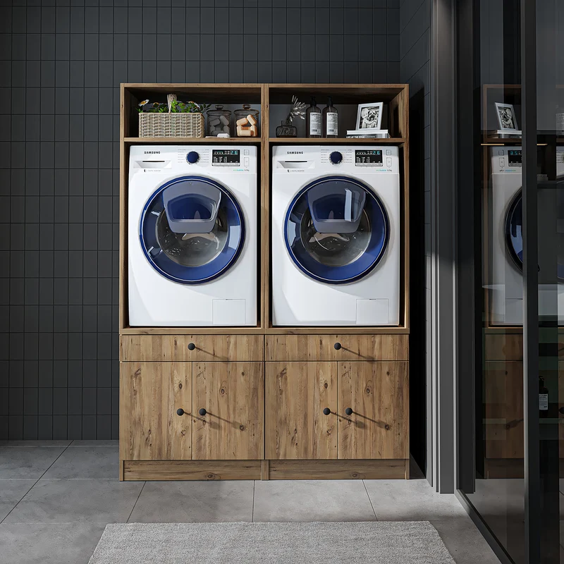 Roomart Waschmaschinenschrank SERIE 1, 134 cm, Doppelschrank für zwei Geräte