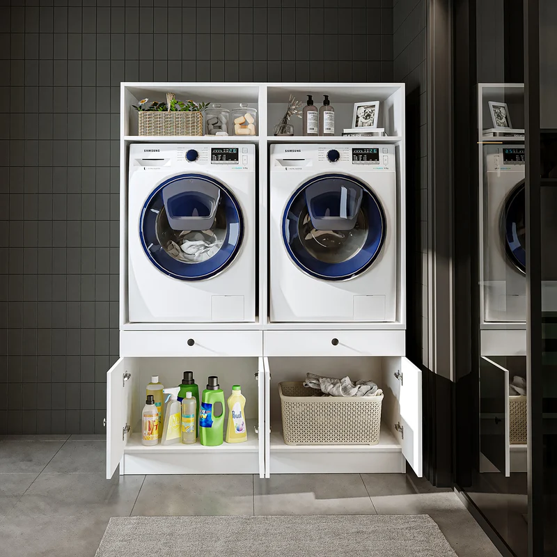 Roomart Waschmaschinenschrank SERIE 1, 134 cm, Doppelschrank für zwei Geräte