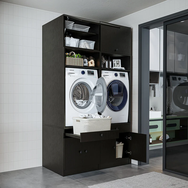 Roomart Waschmaschinenschrank SERIE 1, 134 cm, Doppelschrank mit Aufsatz und Ausziehbrett, in 3 Farben