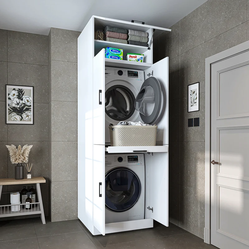 Roomart Waschmaschinenschrank DORA-I, 70 cm, für Waschmaschine und Trockner mit Ausziehbrett, in 5 Farben