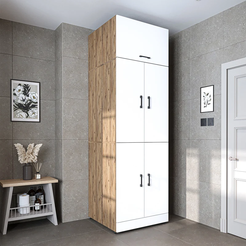 Roomart Waschmaschinenschrank DORA-I, 70 cm, für Waschmaschine und Trockner mit Ausziehbrett, in 5 Farben