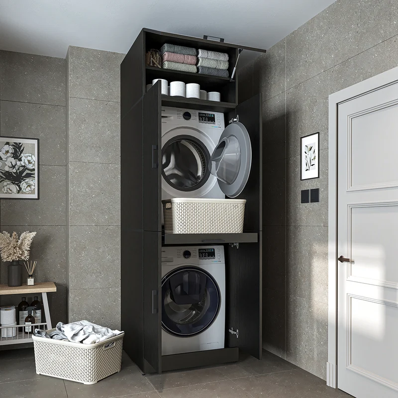 Roomart Waschmaschinenschrank DORA-I, 70 cm, für Waschmaschine und Trockner mit Ausziehbrett, in 5 Farben