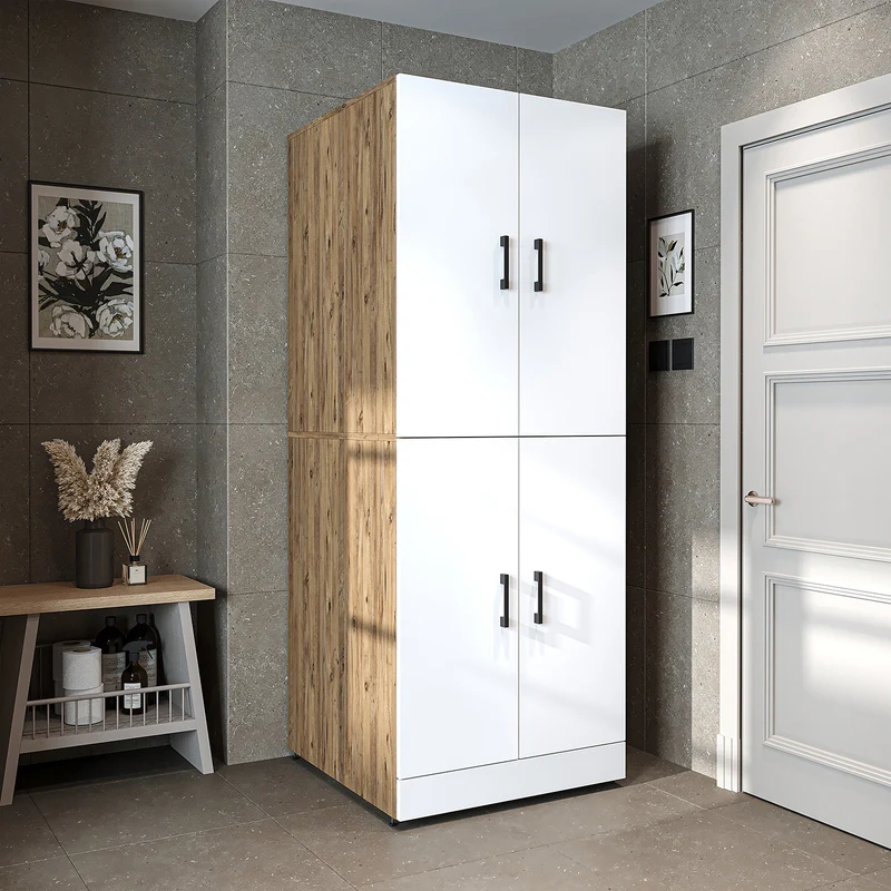Roomart Waschmaschinenschrank DORA-I, 70 cm, für Waschmaschine und Trockner mit Ausziehbrett, in 5 Farben