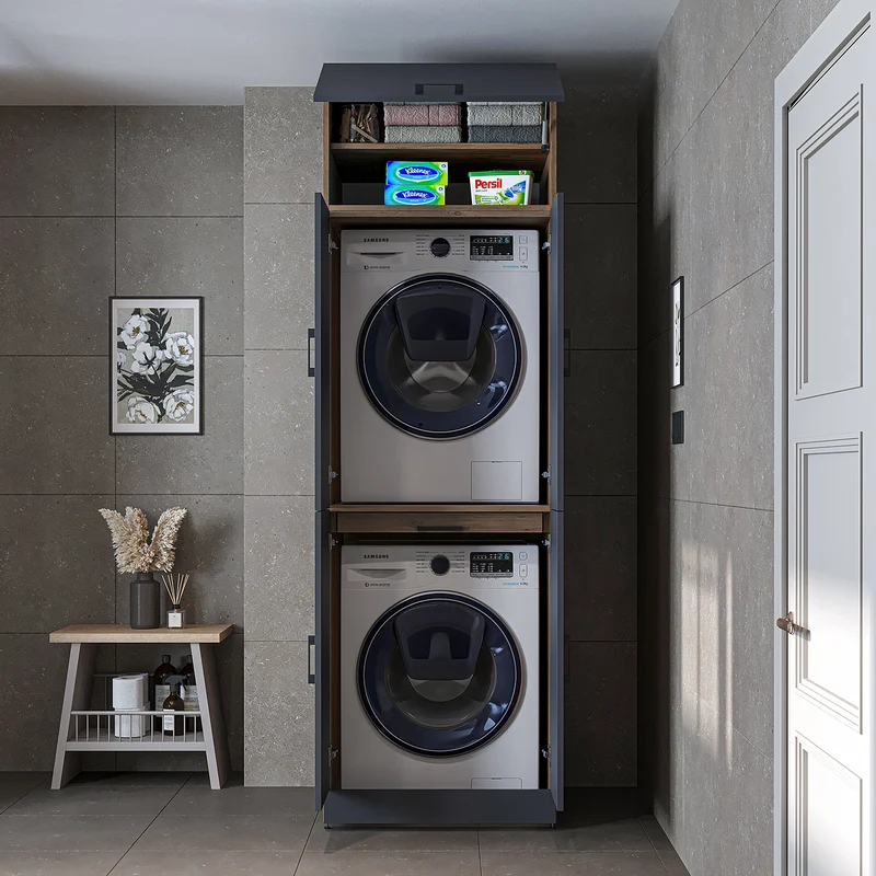 Roomart Waschmaschinenschrank DORA-I, 70 cm, für Waschmaschine und Trockner mit Ausziehbrett, in 5 Farben