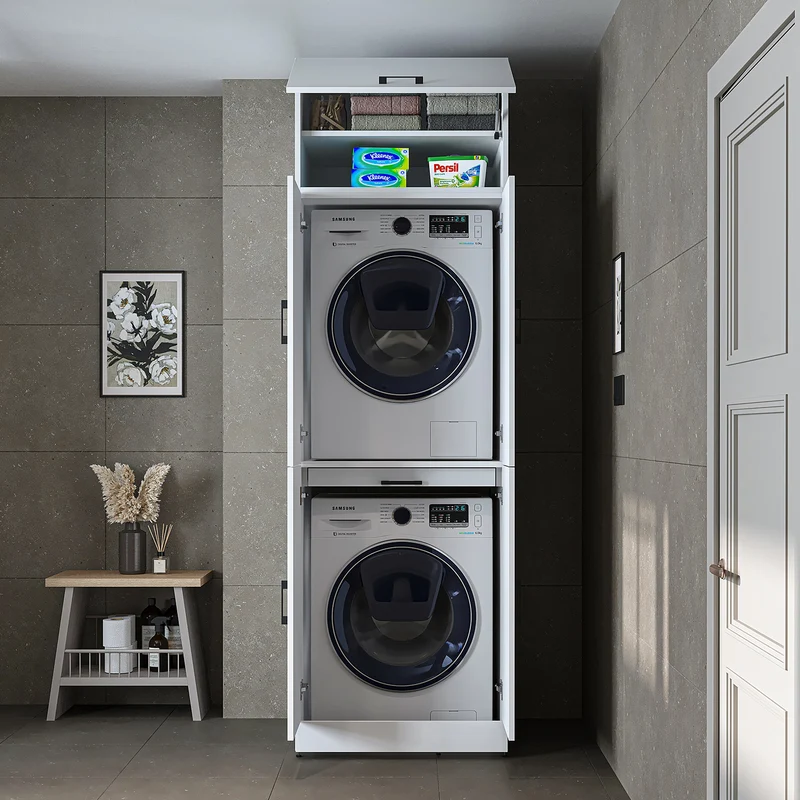 Roomart Waschmaschinenschrank DORA-I, 70 cm, für Waschmaschine und Trockner mit Ausziehbrett, in 5 Farben