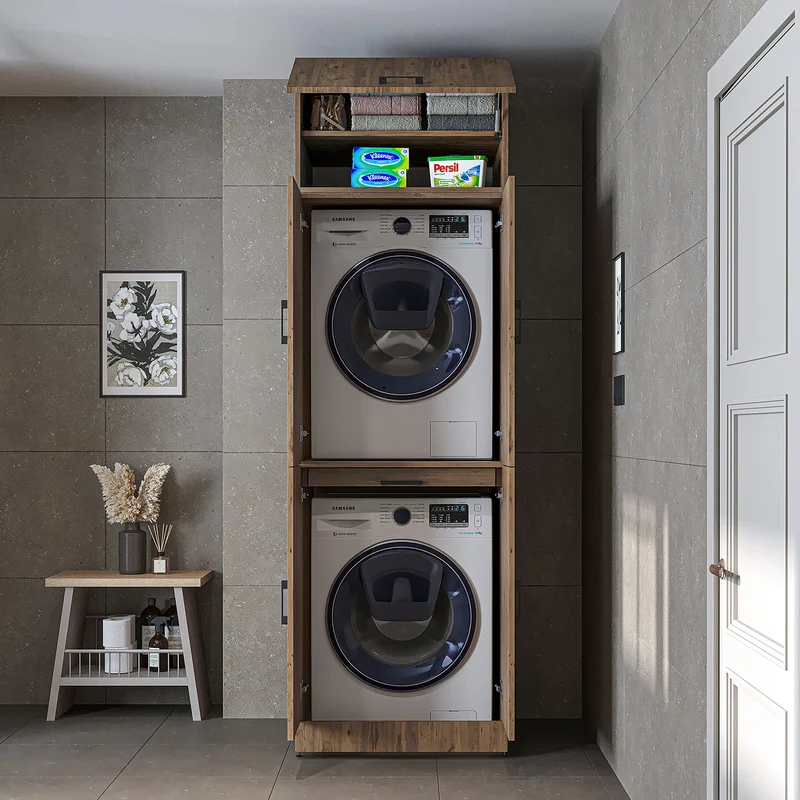 Roomart Waschmaschinenschrank DORA-I, 70 cm, für Waschmaschine und Trockner mit Ausziehbrett, in 5 Farben