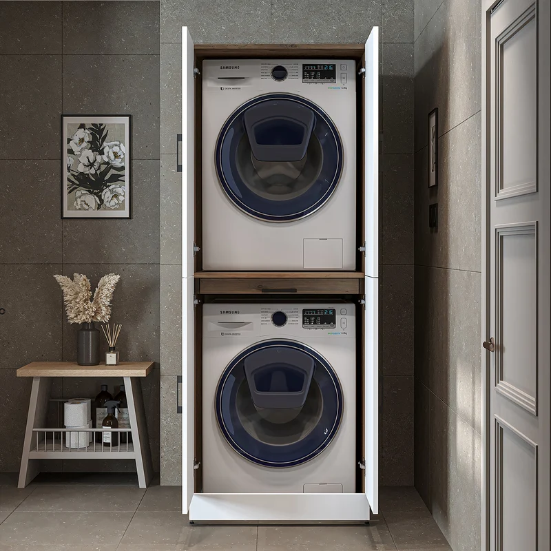 Roomart Waschmaschinenschrank DORA-I, 70 cm, für Waschmaschine und Trockner mit Ausziehbrett, in 5 Farben