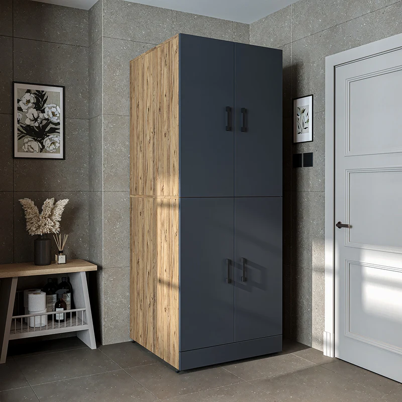 Roomart Waschmaschinenschrank DORA-I, 70 cm, für Waschmaschine und Trockner mit Ausziehbrett, in 5 Farben