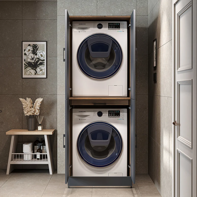 Roomart Waschmaschinenschrank DORA-I, 70 cm, für Waschmaschine und Trockner mit Ausziehbrett, in 5 Farben