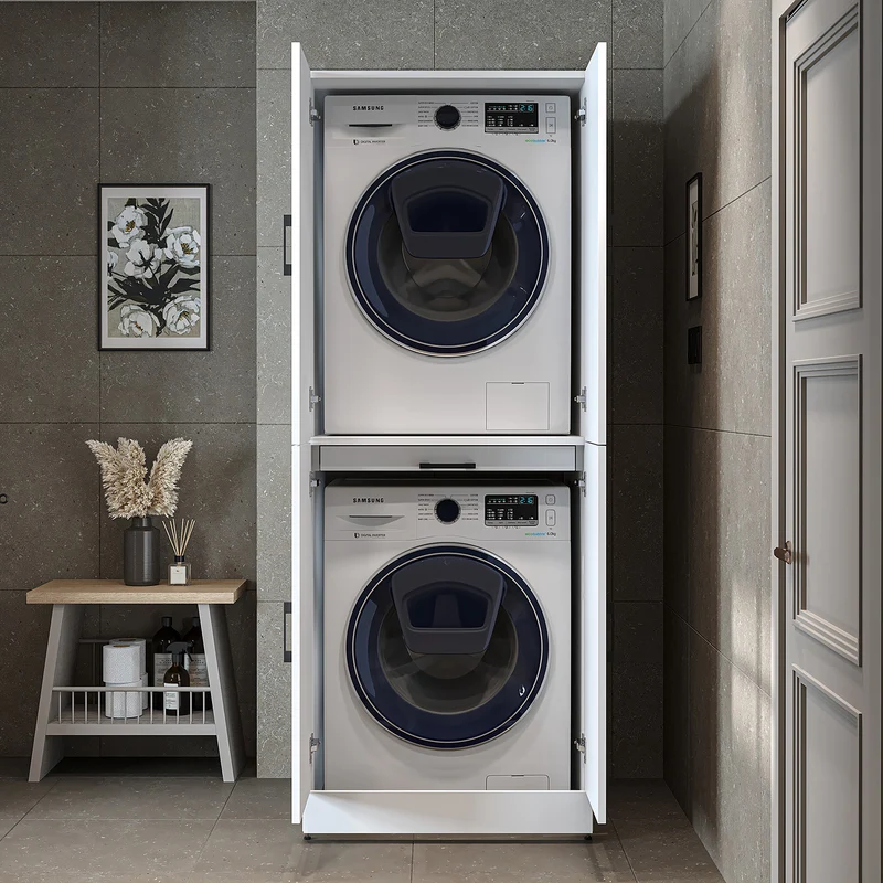 Roomart Waschmaschinenschrank DORA-I, 70 cm, für Waschmaschine und Trockner mit Ausziehbrett, in 5 Farben