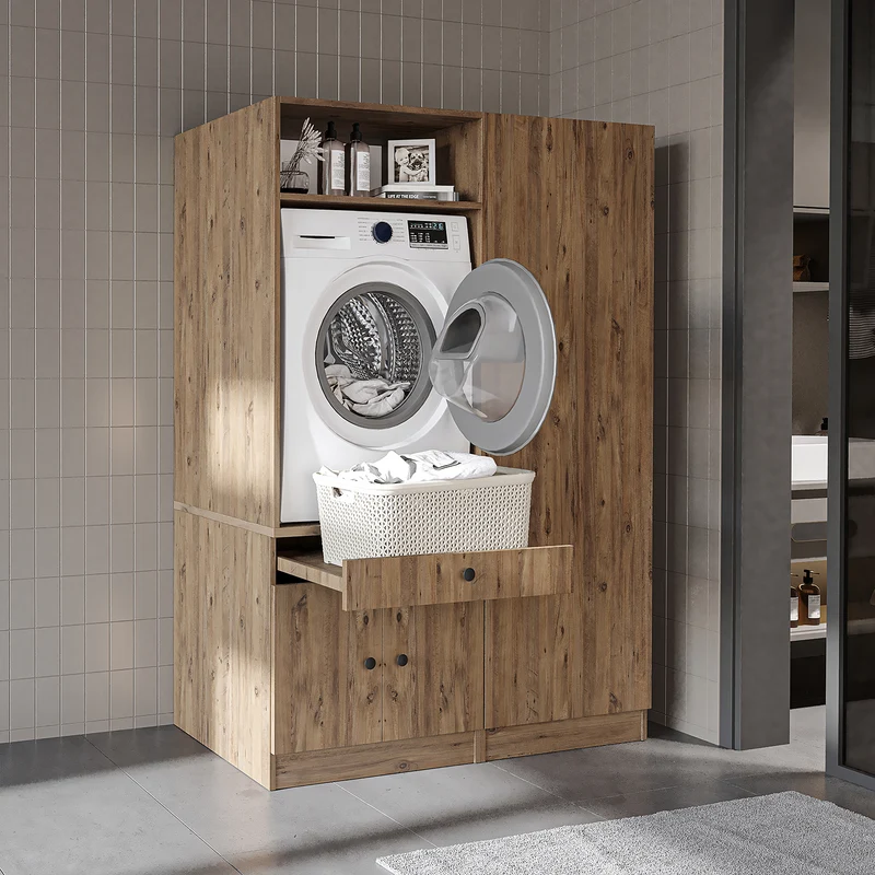 Roomart Waschmaschinenschrank SERIE 1, 127 cm, mit Hochschrank, in 3 Farben