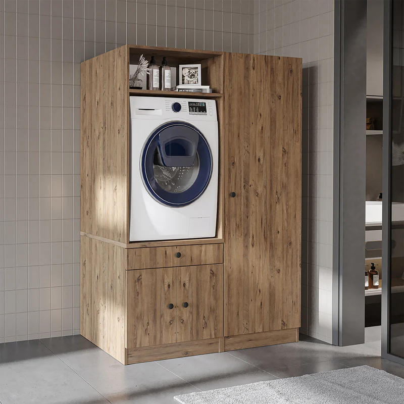 Roomart Waschmaschinenschrank SERIE 1, 127 cm, mit Hochschrank, in 3 Farben
